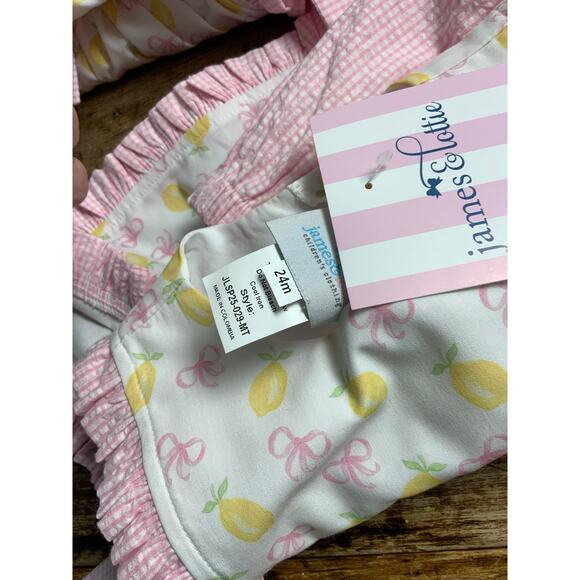 James & Lottie Abigail Bloomer/Banded Short Set - Squeeze The Day NWT 24mo - Picture 3 of 3